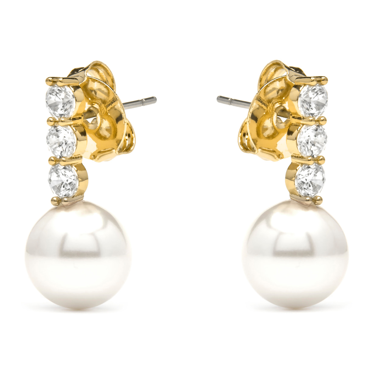 Pendientes acabado oro amarillo de 18k y Perla Blanca