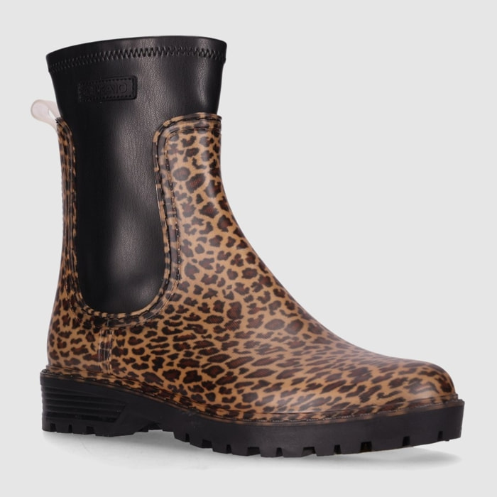 Botines de Piel Sintética - Leopardo - Tacón: Bajo