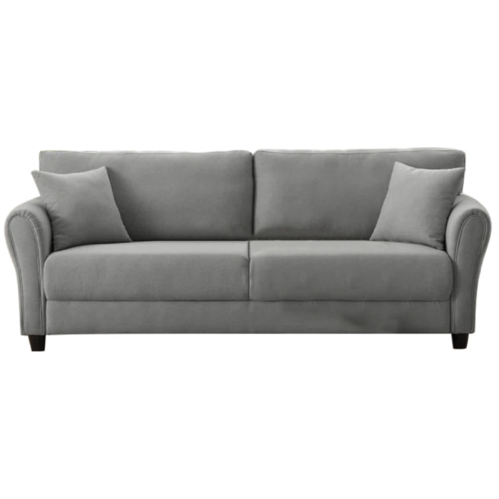 MALERNE - Canapé droit en tissu 4 places gris clair