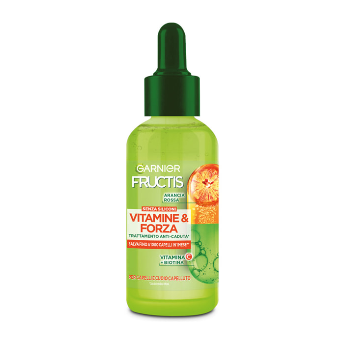 Siero Anti-Caduta per Capelli Fragili Fructis Vitamine e Forza Trattamento con Arancia Rossa Vitamina C e Biotina - Flacone da 125ml