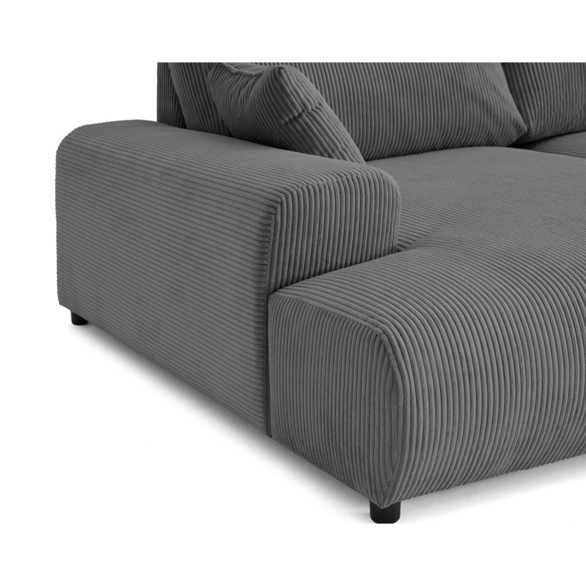 Garance - canapé droit 4 places double méridienne - assise profonde - en velours côtelé - Gris foncé
