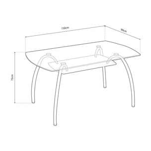 Mesa de comedor Ove Cristal - Cromo