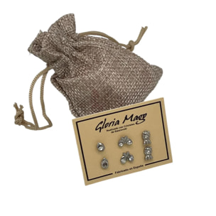 3 pares de pendiente mini en cristal