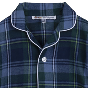 PIGIAMA BABY BABY in flanella invernale quadro blu e verde