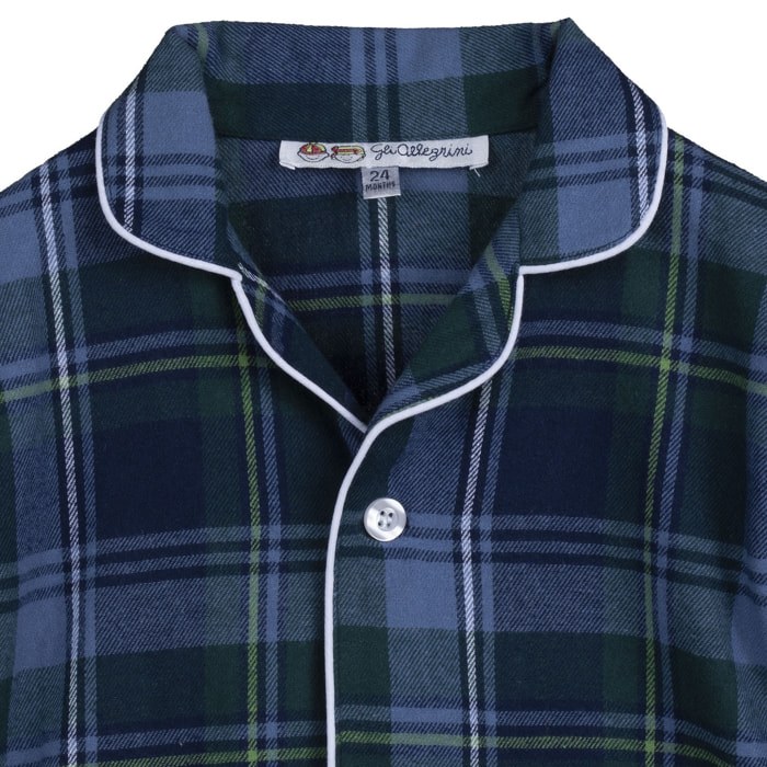 PIGIAMA BABY BABY in flanella invernale quadro blu e verde