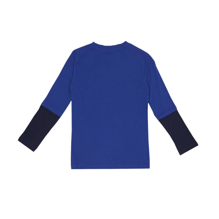 Camiseta infantil bicolor de manga larga con estampado Basic