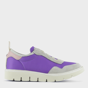 SLIP ON P05 DONNA IN NYLON E SUEDE VIOLA-NEBBIA-ROSA CIPRIA