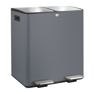 Poubelle tri Sélectif ALIYA 40L (2x20L) Acier Gris mat Spirella