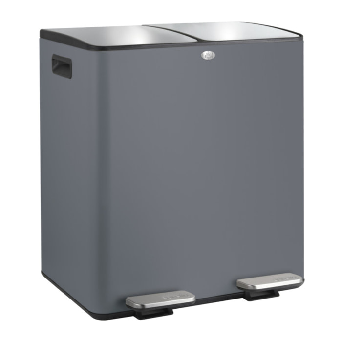 Poubelle tri Sélectif ALIYA 40L (2x20L) Acier Gris mat Spirella