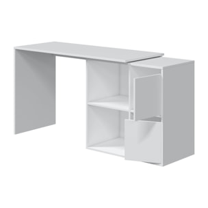 Scrivania Multiposizione Angolare O Dritta Reversibile Con 4 Ripiani Chiusi Vani A Giorno Ufficio Studio Casa Gaming Design 152 x 49 x 74 Cm Bianco