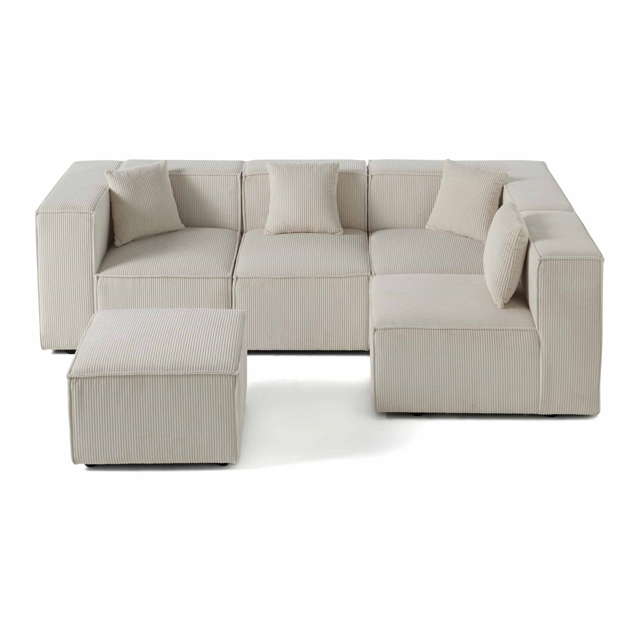 Arty - canapé modulable d'angle droit 4 places - en velours côtelé - Beige