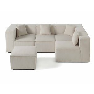 Arty - canapé modulable d'angle droit 4 places - en velours côtelé - Beige