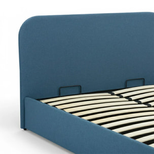 Lit double avec coffre 160x200 cm en tissu bleu - Tilly