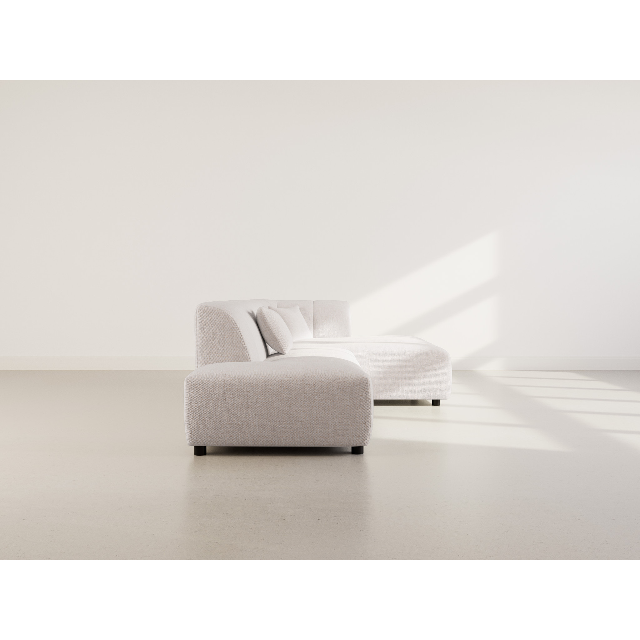 Curtis - canapé d'angle droit 4 places sans accoudoir en tissu texturé - Beige