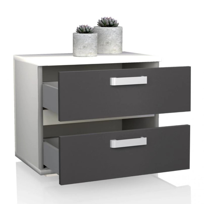 Mesita de noche Ataneq Blanco - Grafito