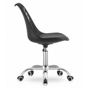 Sedia girevole PRINT nera con cuscino in ecopelle