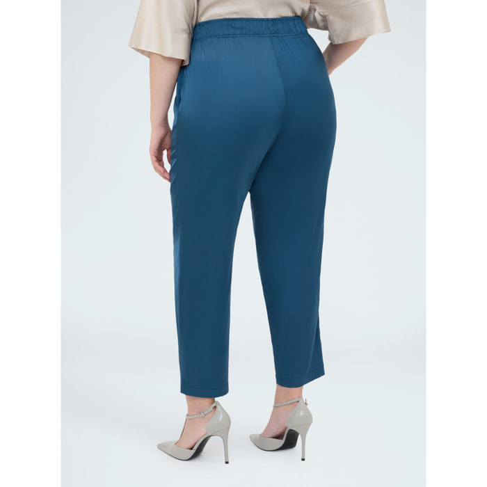 Fiorella Rubino - Joggers de raso elástico - Petrol Blue