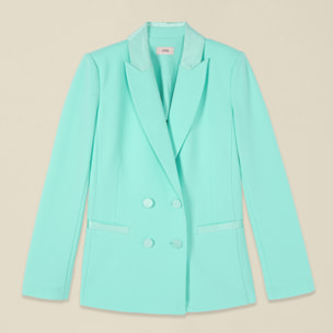 Oltre - Blazer cruzado con botones forrados - Green Water