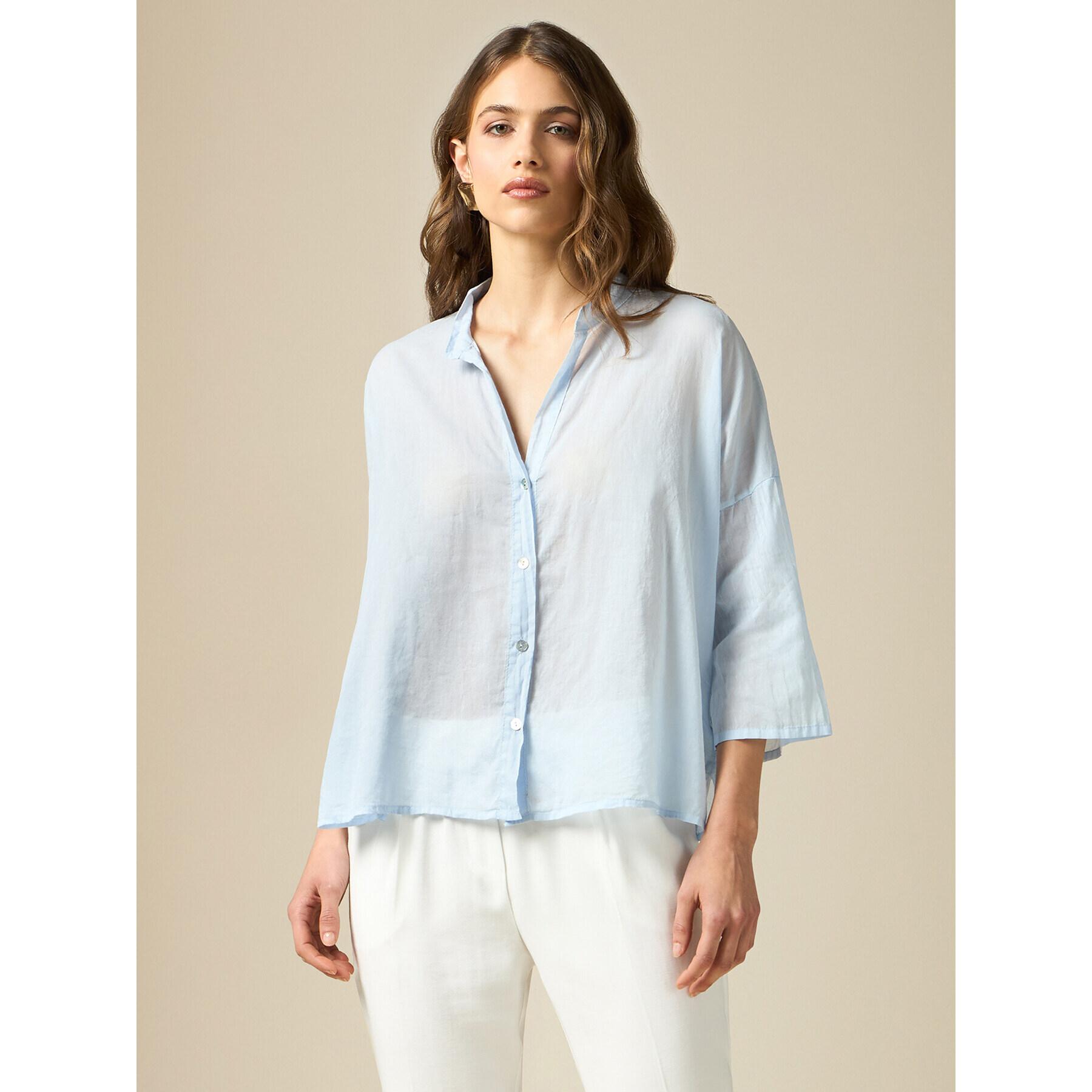 Oltre - Camicia in mussola di cotone - Azzurro