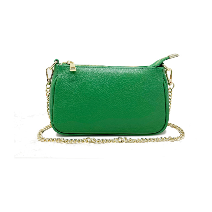 Chicca Borse - Tracollina Clutch Donna in Vera Pelle - Colore Verde