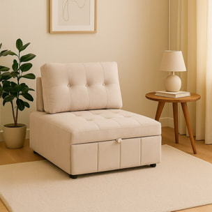 Poltrona letto singolo moderna in tessuto beige - Orleans