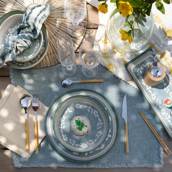 Lot de 6 assiettes à dessert en faïence verte 21cm CAPRIA