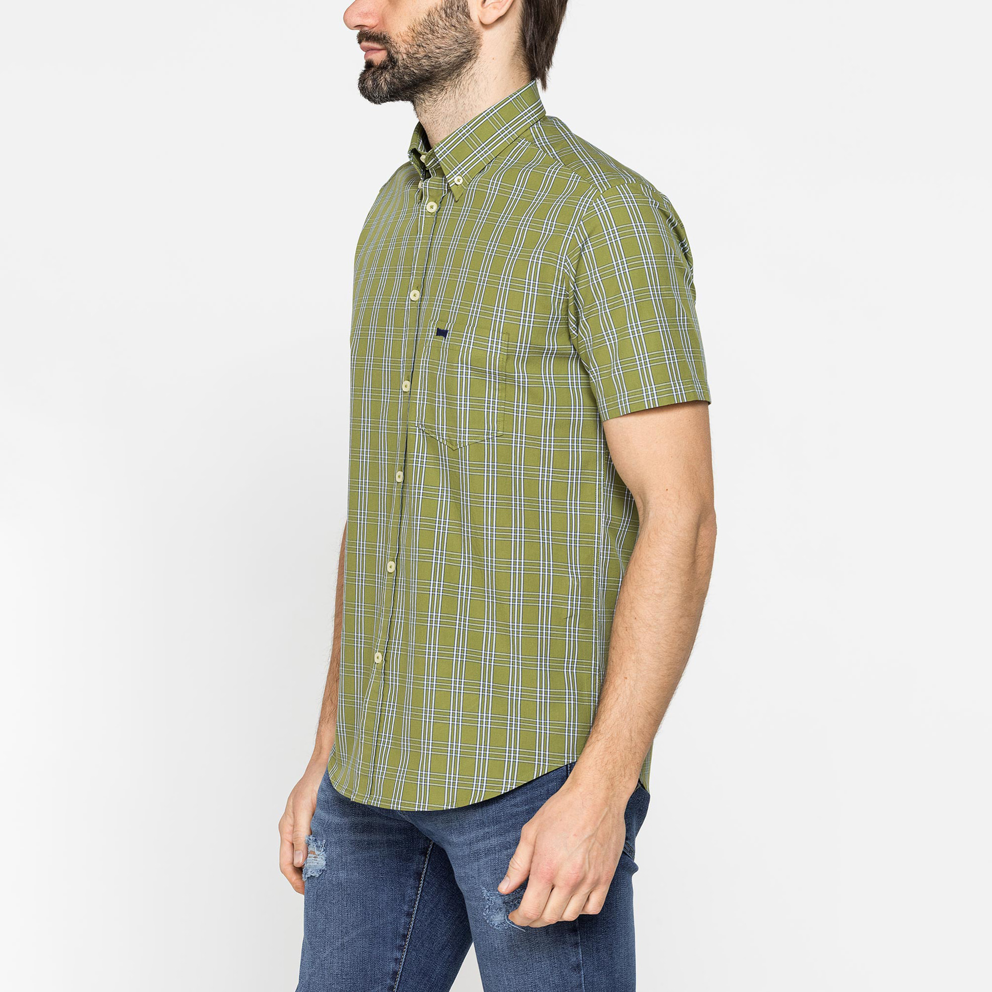 CAMICIA A MANICA CORTA IN COTONE CON FANTASIA