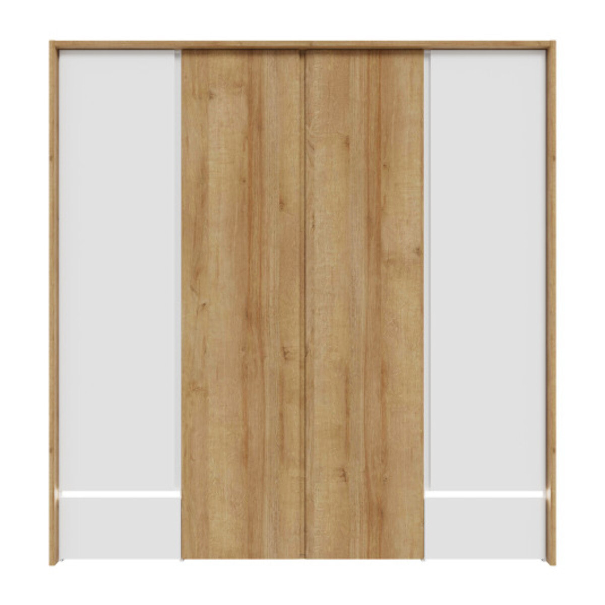 Dressing L. 204 cm en décor bois de chêne et blanc avec LED – LENYBE