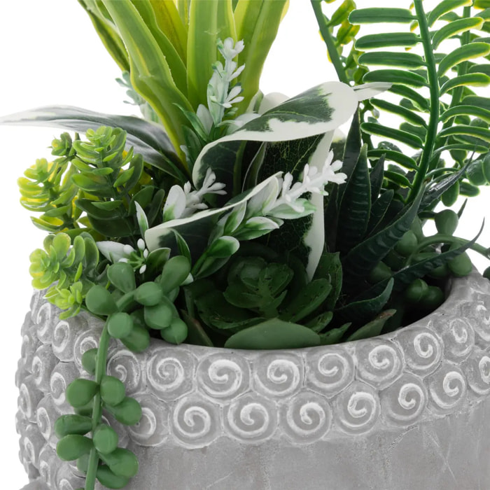 Plante artificielle en ciment H30cm gris