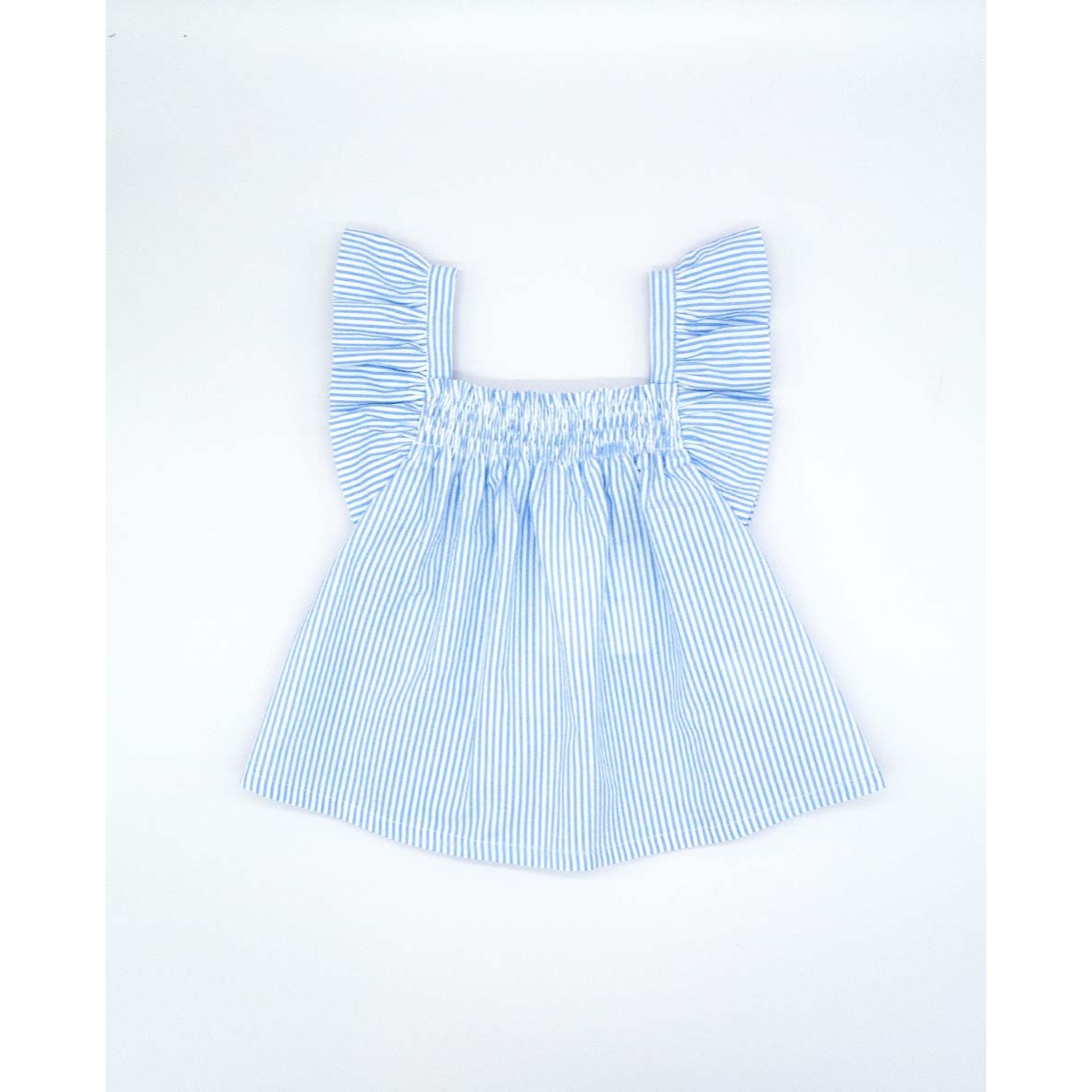 BLUSA CON GOMITAS RAYAS AZUL Y BLANCO