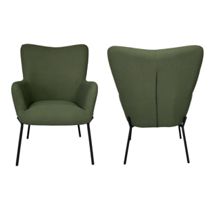 Fauteuil en tissu boucle vert kaki EIRA