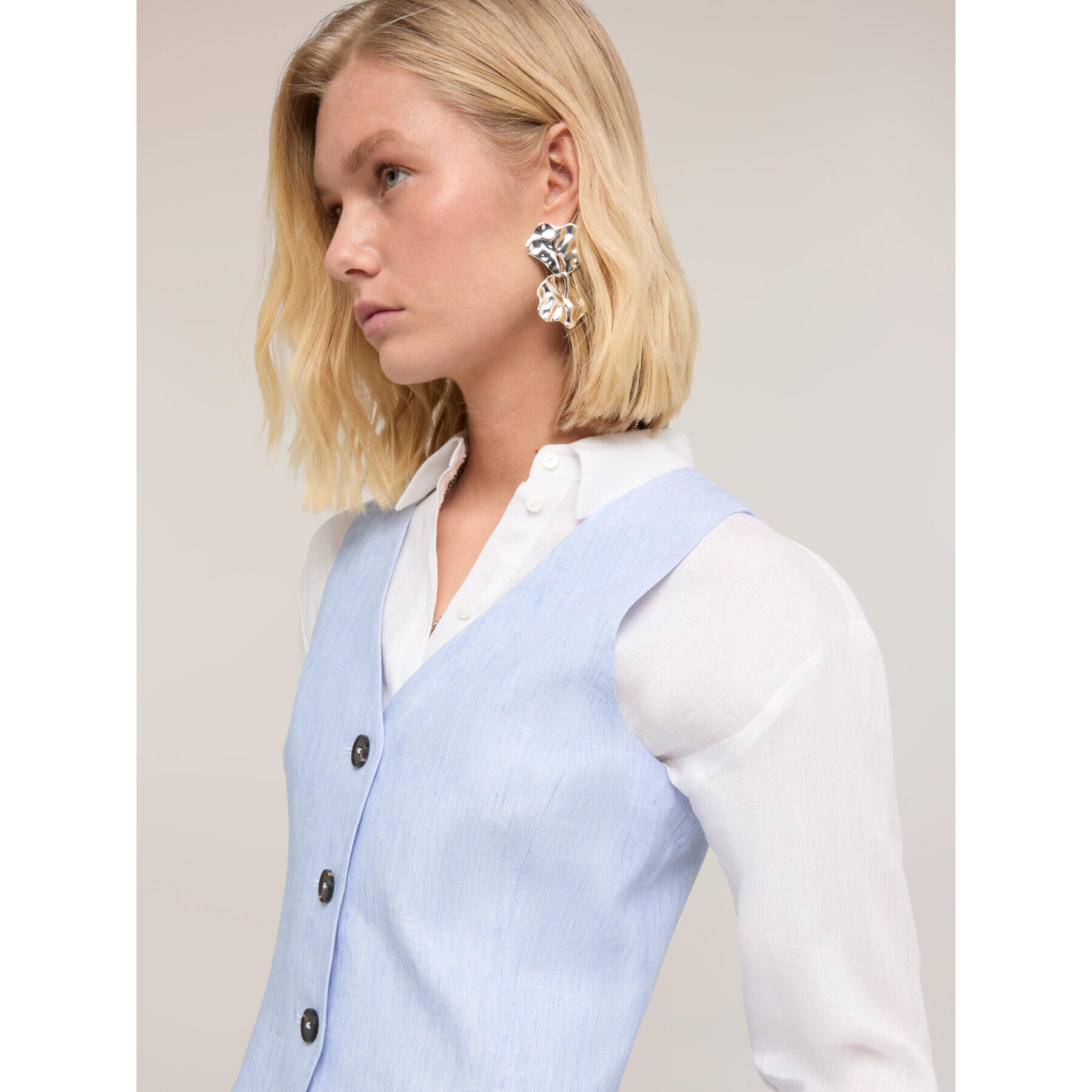 Motivi - Chaleco sastre de lino - Light - blue