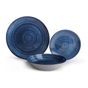 Servizio Tavola da 18 Piatti in Ceramica, lavabile in lavastoviglie e adatto a microonde, Intrecci