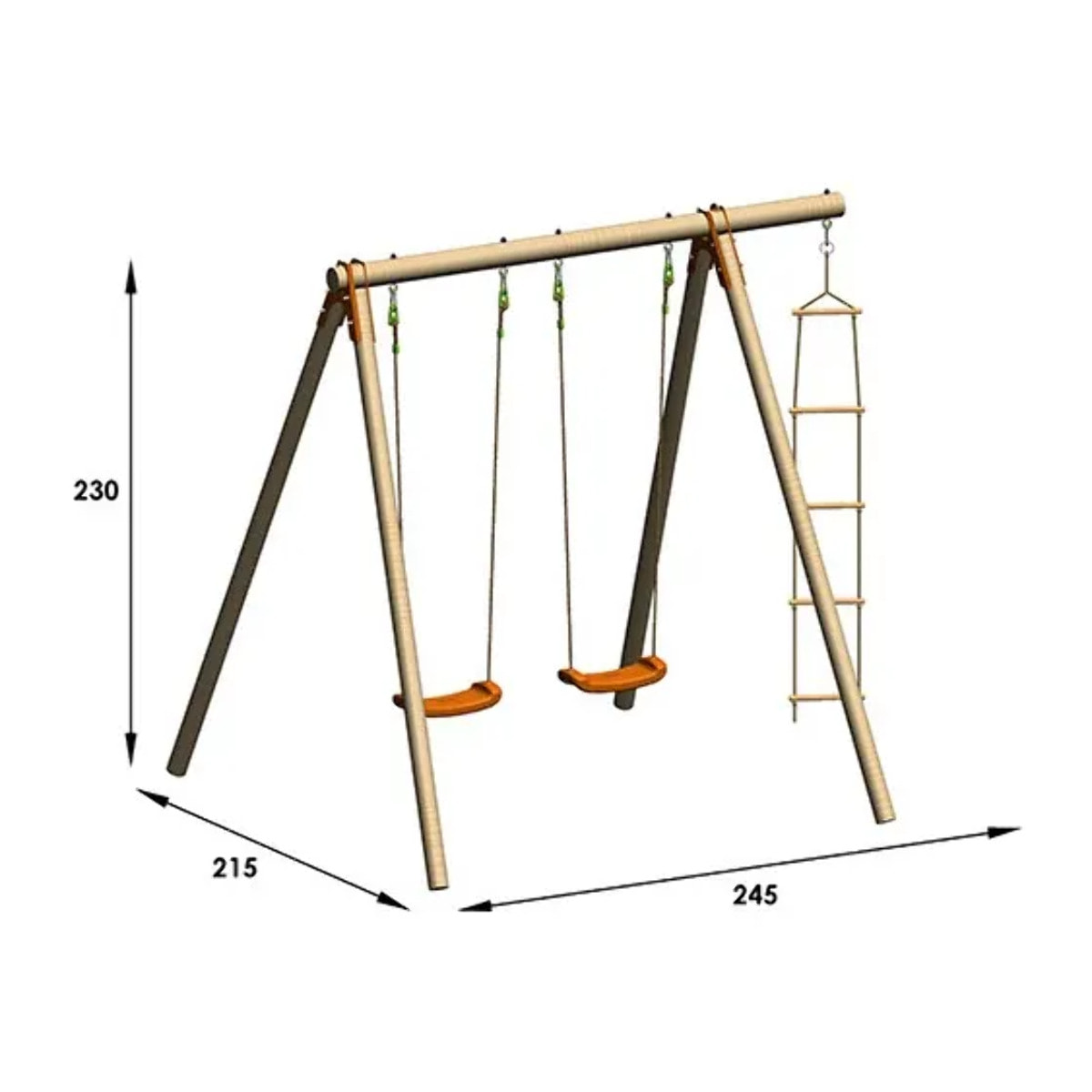 Portique bois 2,30 m Artix TIRIDOU - 3 enfants