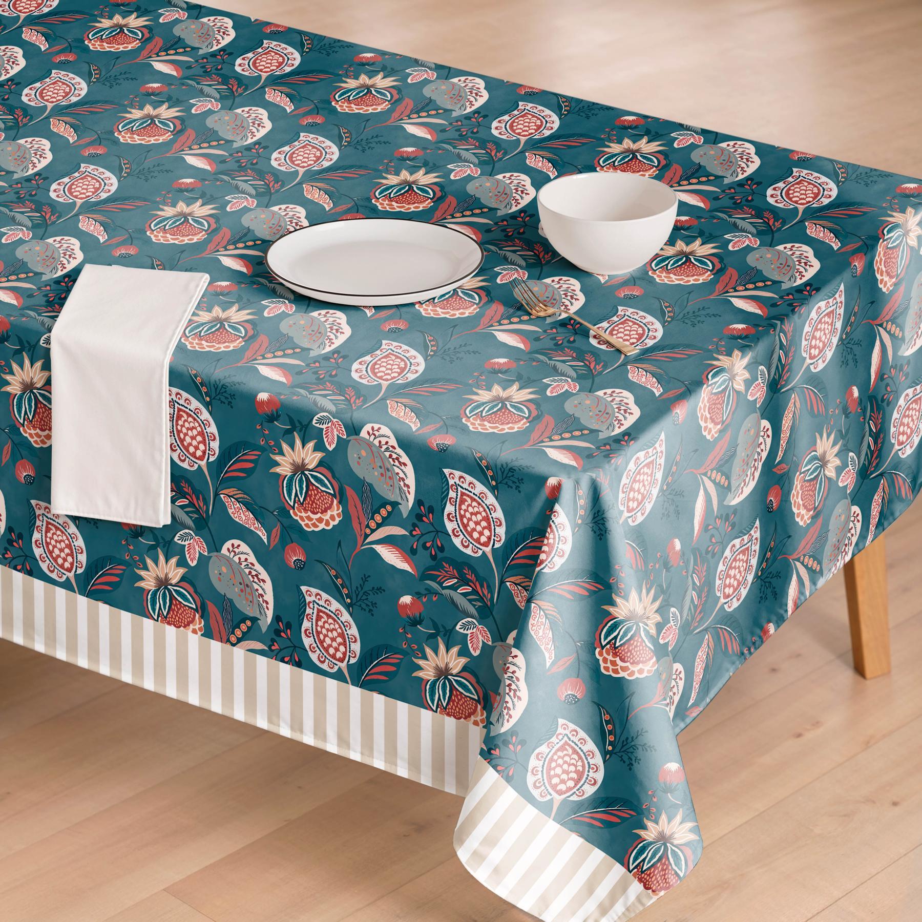 Mantel antimanchas OLEA AZUL - 100% algodón