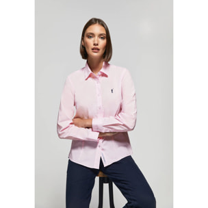 Camicia in popeline Slim Fit rosa con ricamo Rigby Go