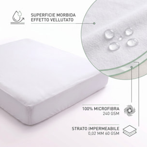 Coprimaterasso Intrecci Impermeabile in Microfibra Coral Effetto Vellutato con Rivestimento PU