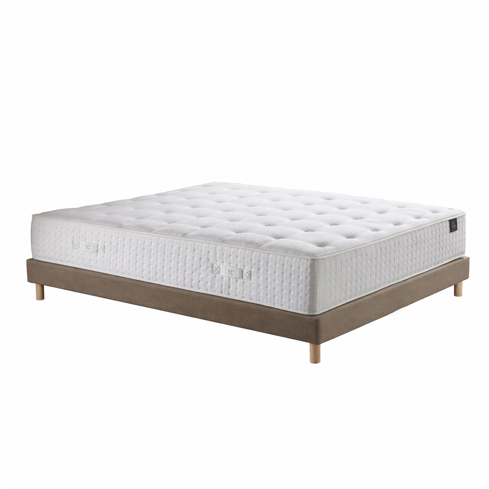 Ensemble matelas ressorts HÉLIOS, mémoire de forme, H31 cm, sommier taupe