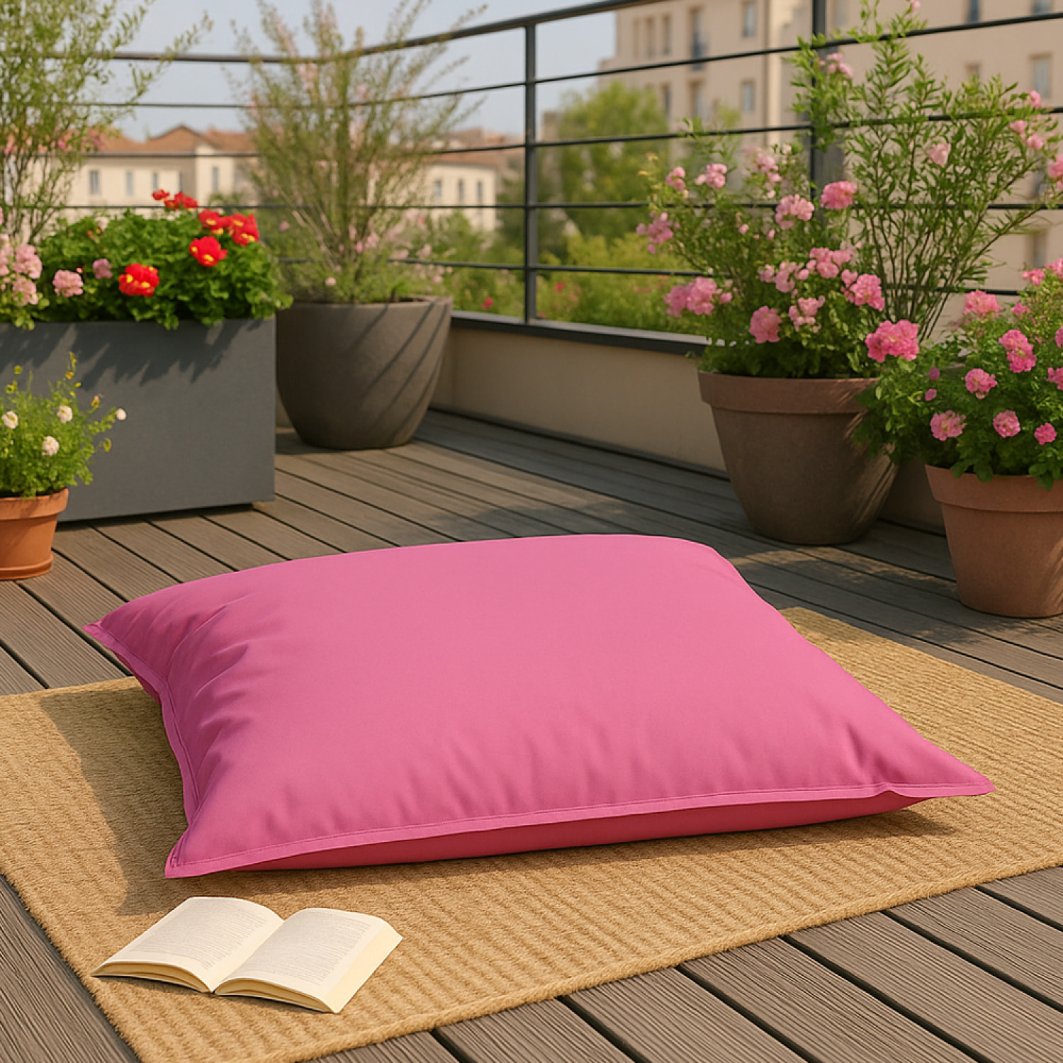 Pouf rectangulaire d'extérieur XXL 180x140cm rose THIES