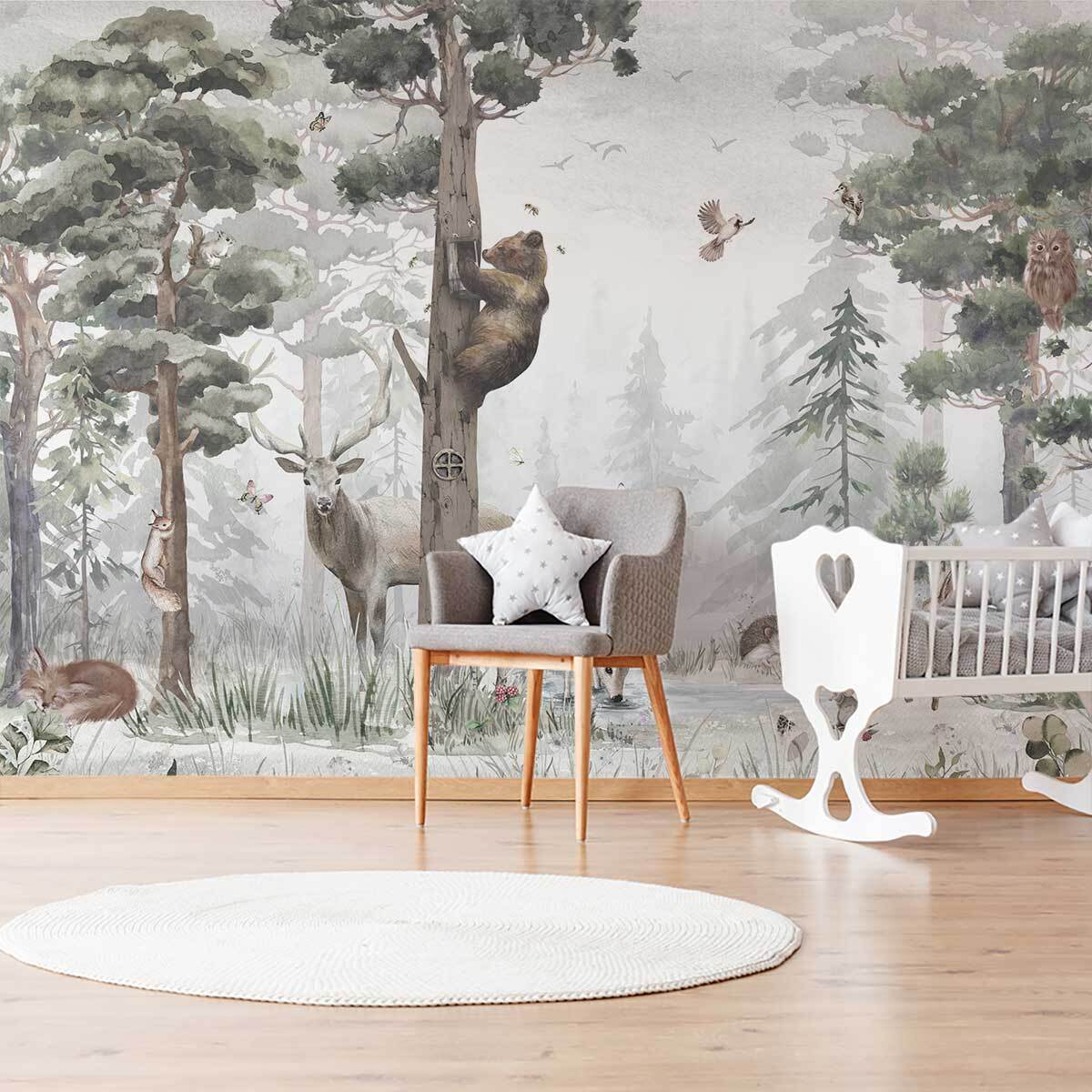 Papier peint panoramique L'ours et l' arbre mystérieux  Intissé