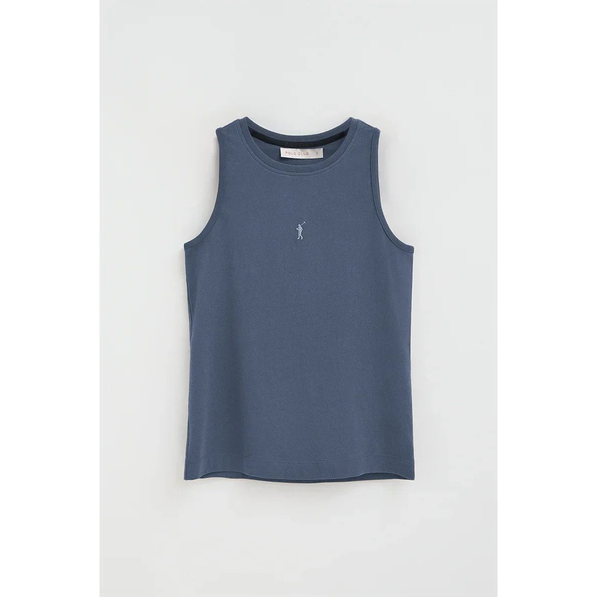 Canotta blu denim slim fit con ricamo Rigby Go