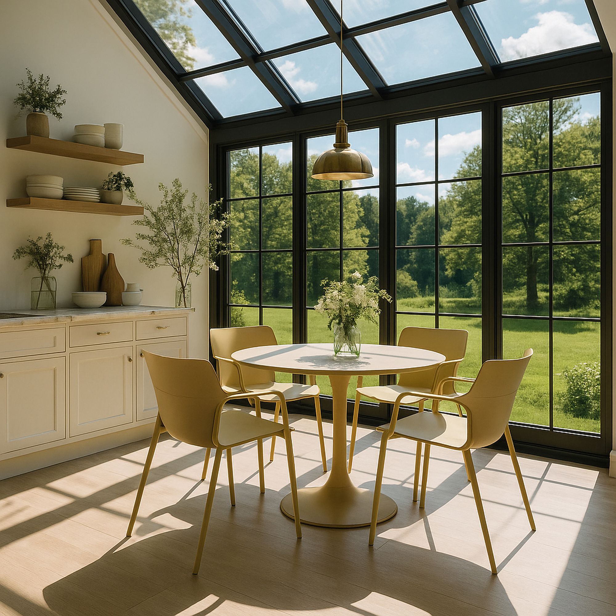 Ensemble de repas table et 4 fauteuils en polypropylène ocre MONTAUK