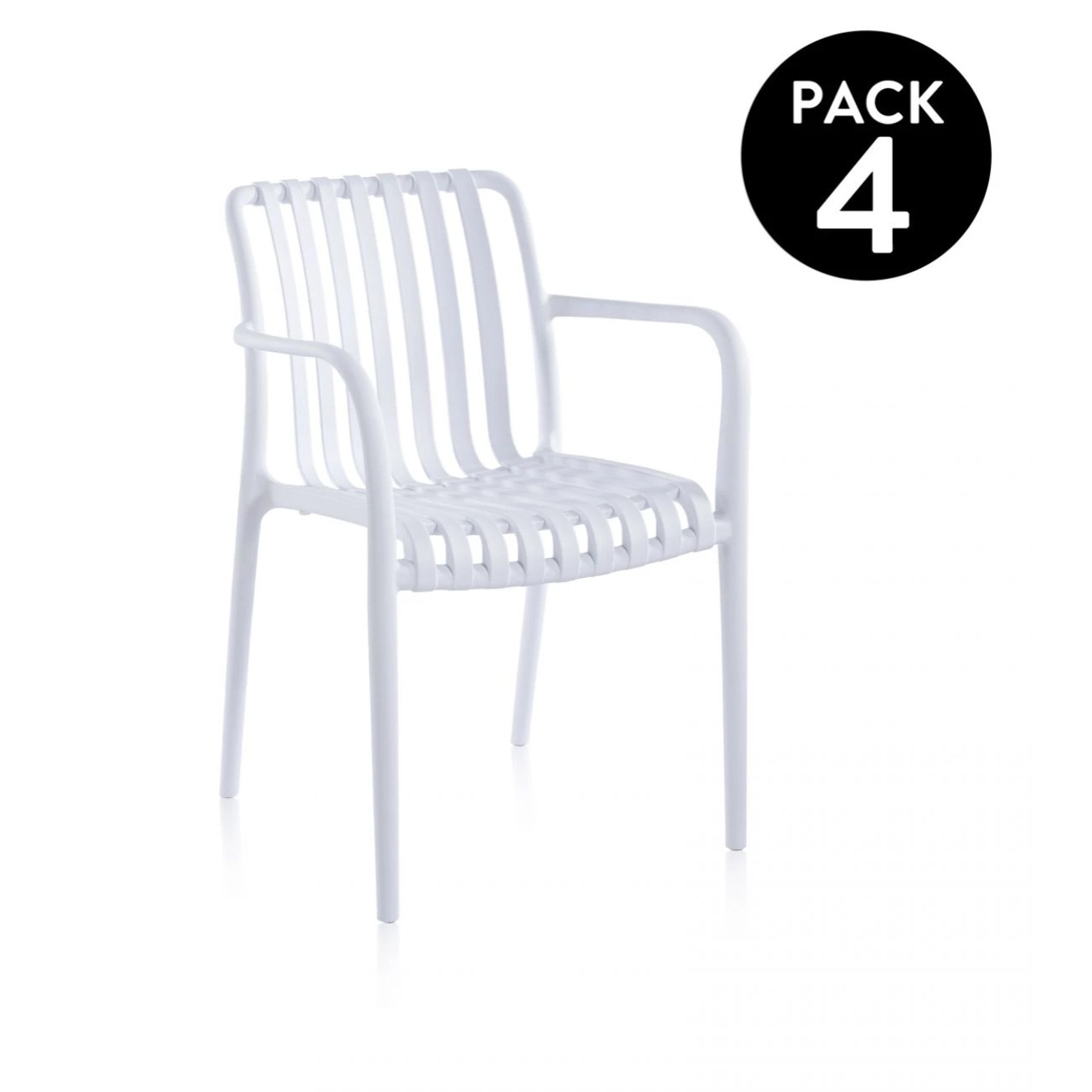 Pack 4 sillas de exterior Jamie Arm Blanco