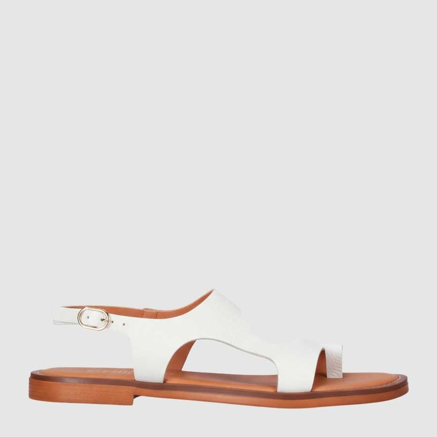 Sandalias de Piel - Blanco - Tacón: 1 cm