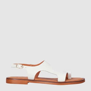 Sandalias de Piel - Blanco - Tacón: 1 cm