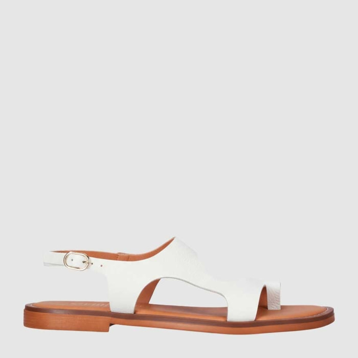 Sandalias de Piel - Blanco - Tacón: 1 cm