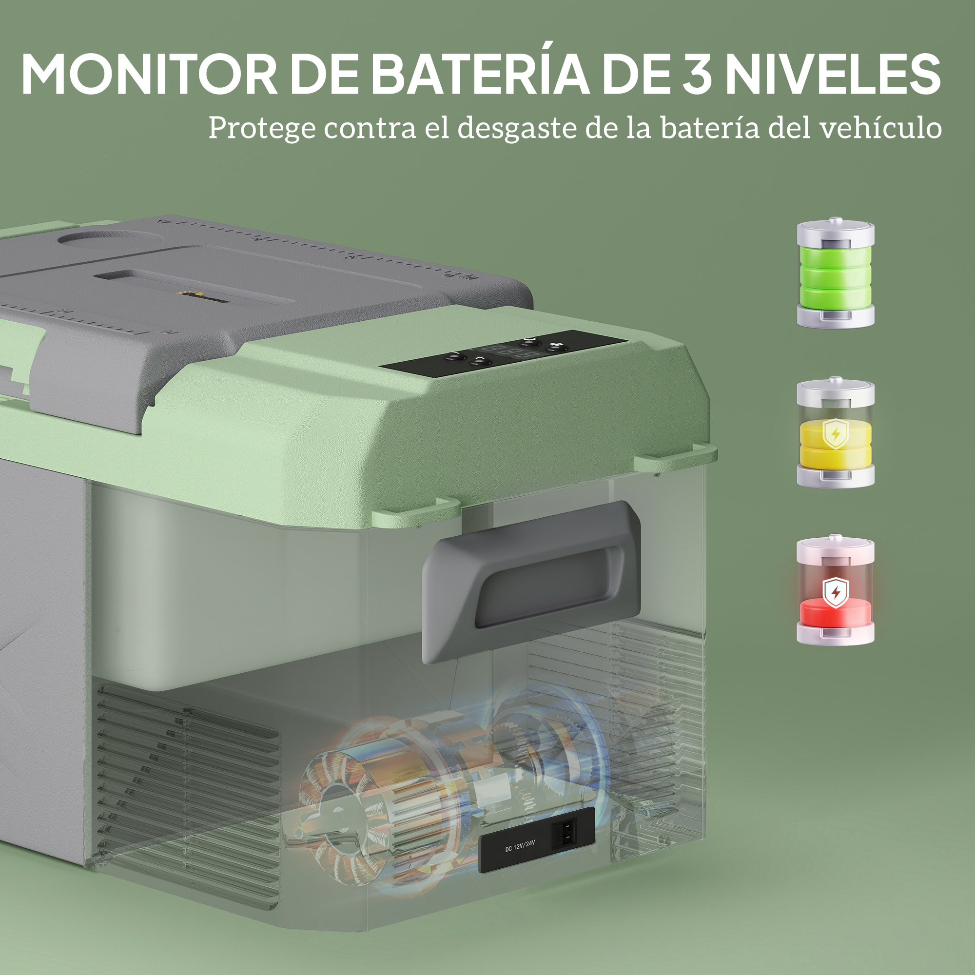 Nevera Portátil Eléctrica 17,4L Refrigerador de Coche 12/24/220V con Compresor Luz LED Pantalla Digital Modos ECO y MAX de -20℃ a +20 ℃ Puerto USB para Hogar Camping Viajes Automóvil
