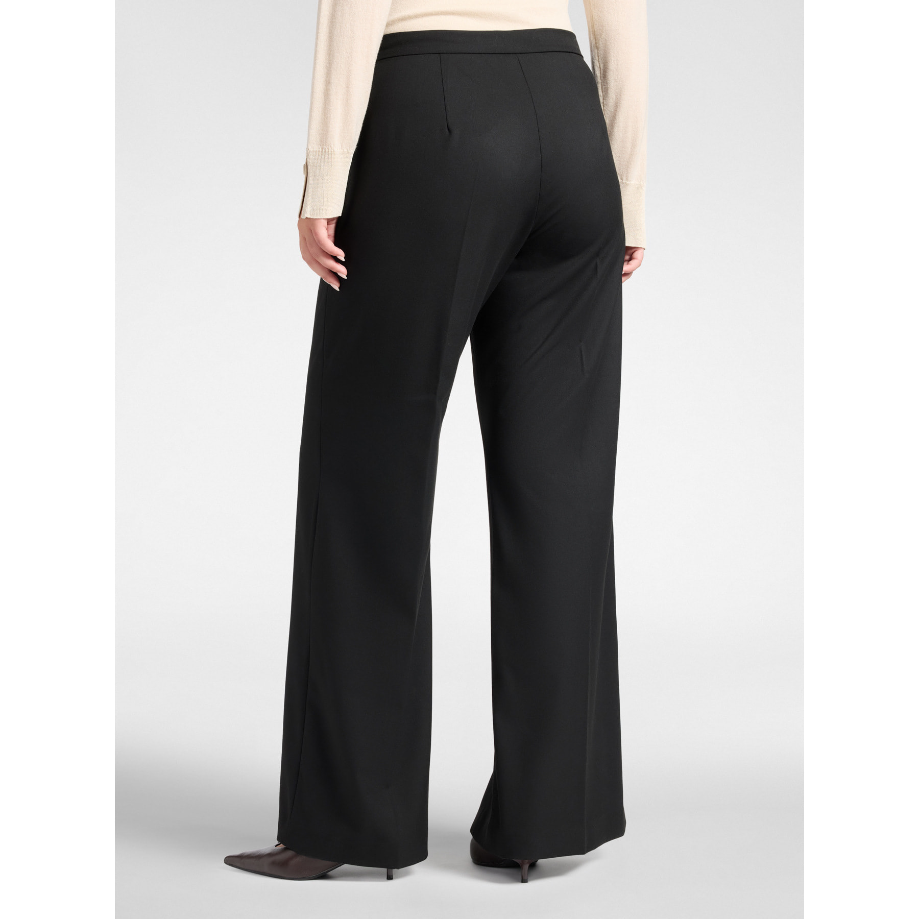 Elena Mirò - Pantaloni flare in flanella con spacchi - Nero