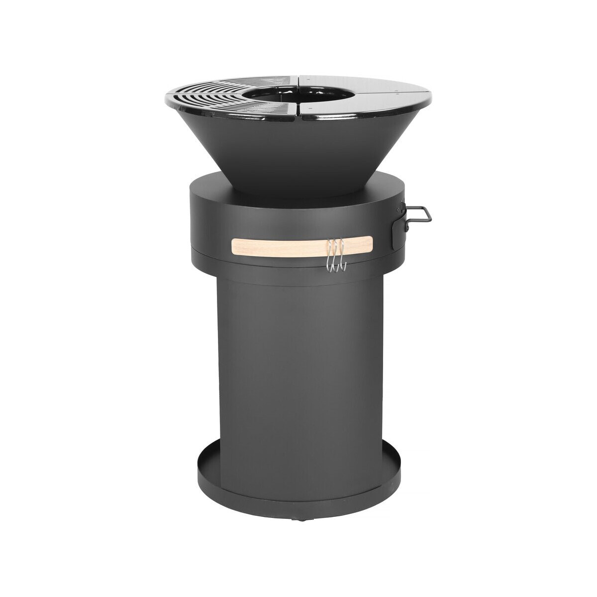 Barbecue plancha brasero a charbon et bois "Cesar" - 49 x 49 x 92 cm - Noir