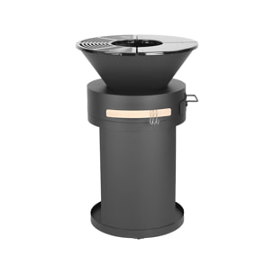 Barbecue plancha brasero a charbon et bois "Cesar" - 49 x 49 x 92 cm - Noir